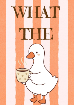 Bügelbild What the Duck Kaffee / Tee Orange